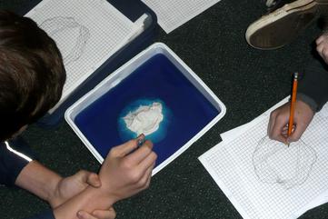 Students constructing a topographic map