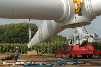 Wind turbine construction at Carleton College