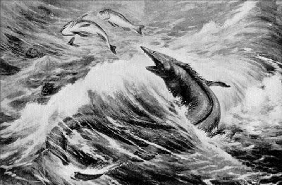 greyscale mosasaur