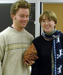 Brandon and Breanyn and a stromatolite