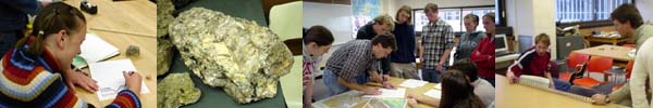 Images of geoscience students in the lab