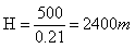 500/0.12=H=2400m