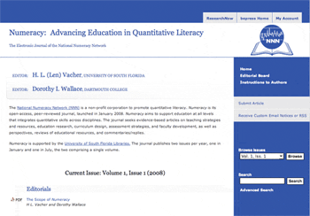 Numeracy: Advancing Education in Quantitative Literacy