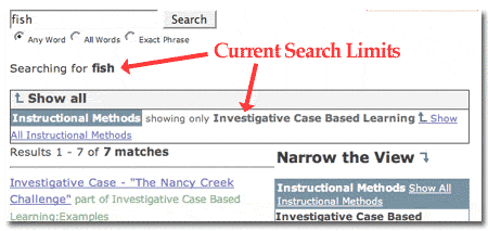 figure highlighting the location of the current search restrictions