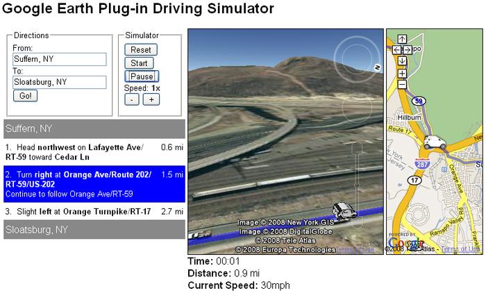 Google Earth API Driving Simulator at Ramapo Fault