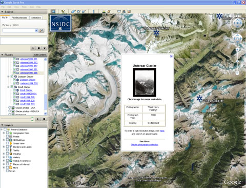 Google Earth with National Snow and Ice Data Center data