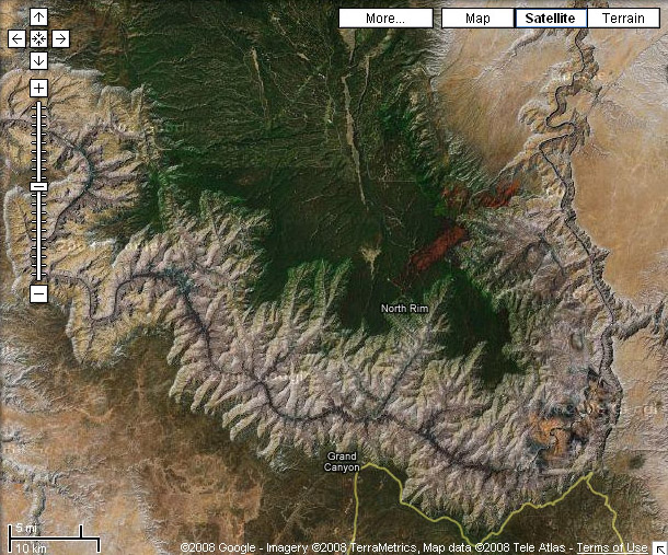 Google Maps - Grand Canyon in Satellite View