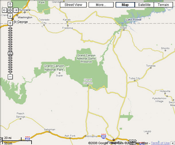 Google Maps - Grand Canyon in Map View