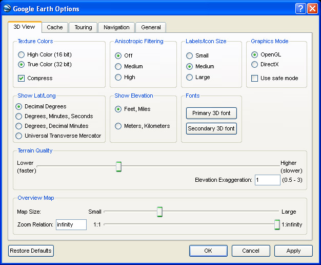 Tools Options Dialog
