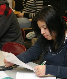 student working on a lecture tutorial